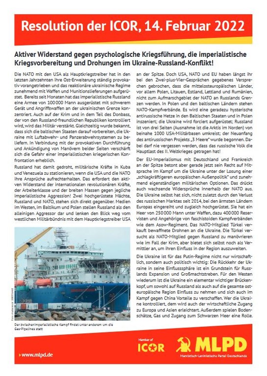 Aktiver Widerstand gegen psychologische Kriegsführung, die imperialistische Kriegsvorbereitung und Drohungen im Ukraine-Russland-Konflikt!