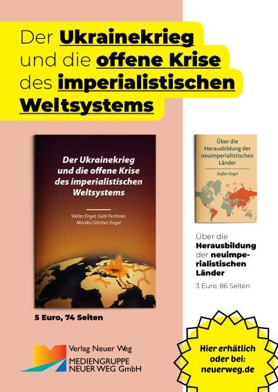 Werbeplakat Broschüre "Der Ukrainekrieg und die offene Krise des impearialistische Weltsystems"