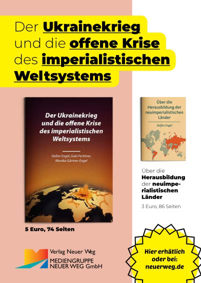 Werbeplakat Broschüre "Der Ukrainekrieg und die offene Krise des impearialistische Weltsystems"