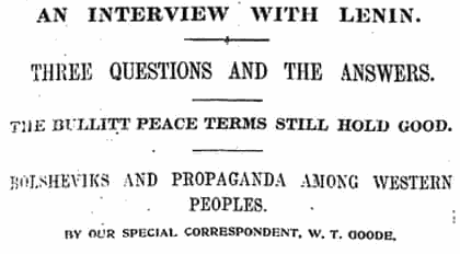 Interview mit Lenin zu den Friedenverhandlungen zur Beendigung des ersten Weltkriegs
